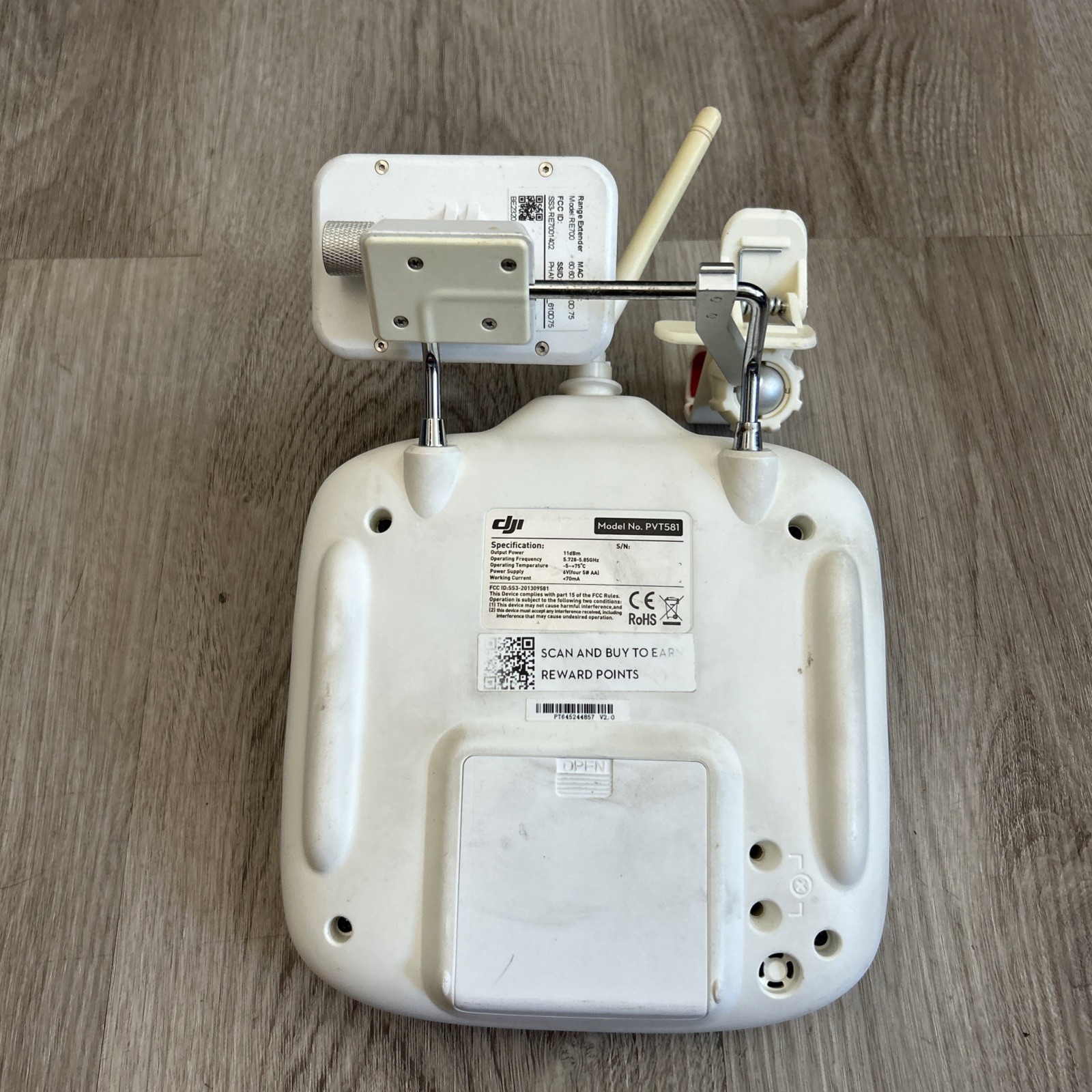 DJI Phantom 2 Standard Remote Controller PVT581 w/ Range Extender Tested Working