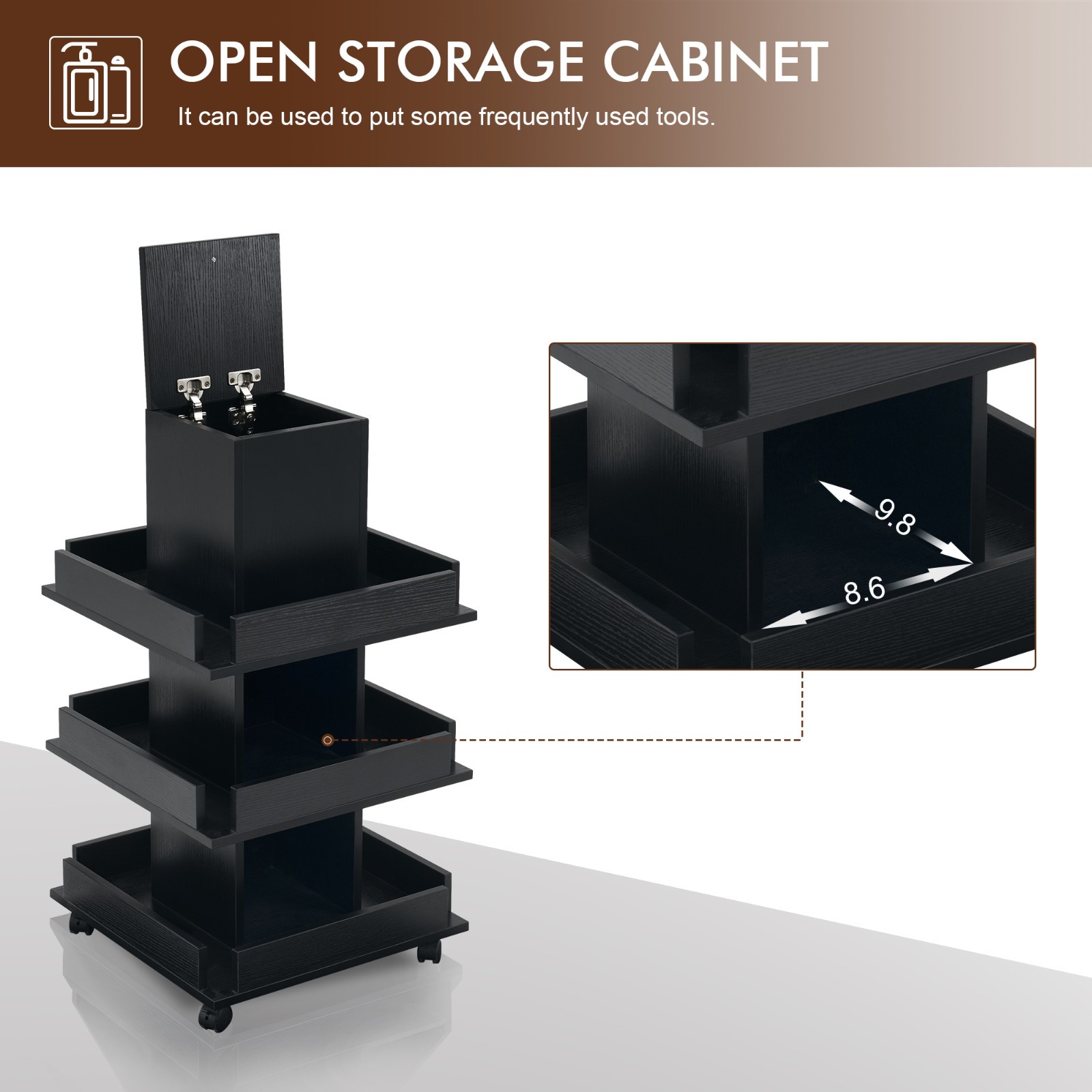 Multi-functional Salon Trolley with Wheels, 3-Tier Tool Storage Equipment