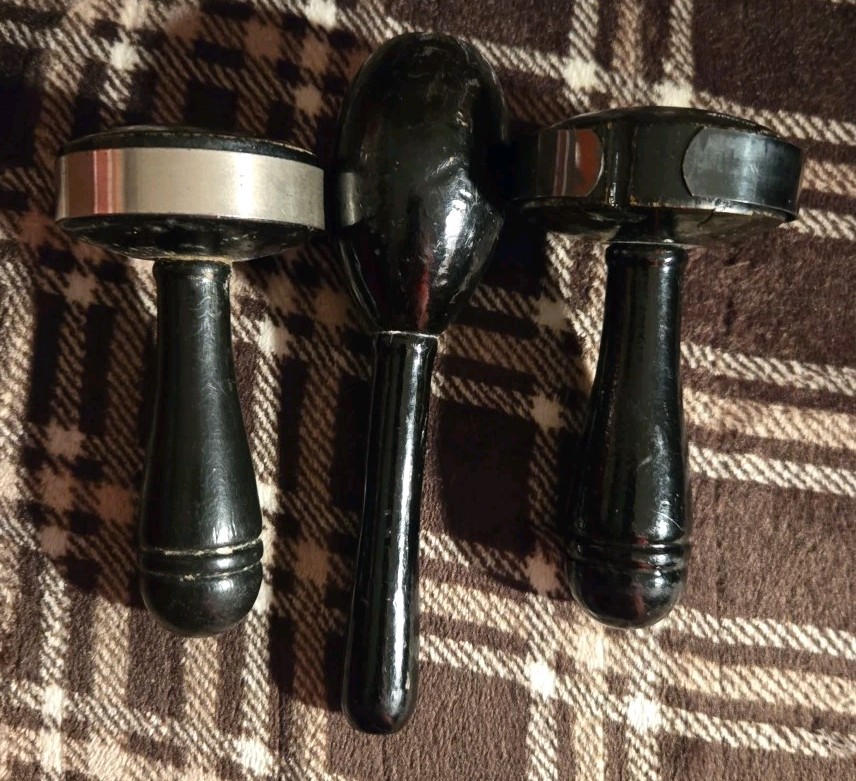 3 Black Vintage Painted  Wood Sock Darners Wooden