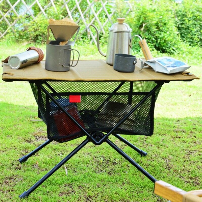 Desk Box Tripod Mesh Basket Organizer Camping Table Bag Folding Net Bag Picnic