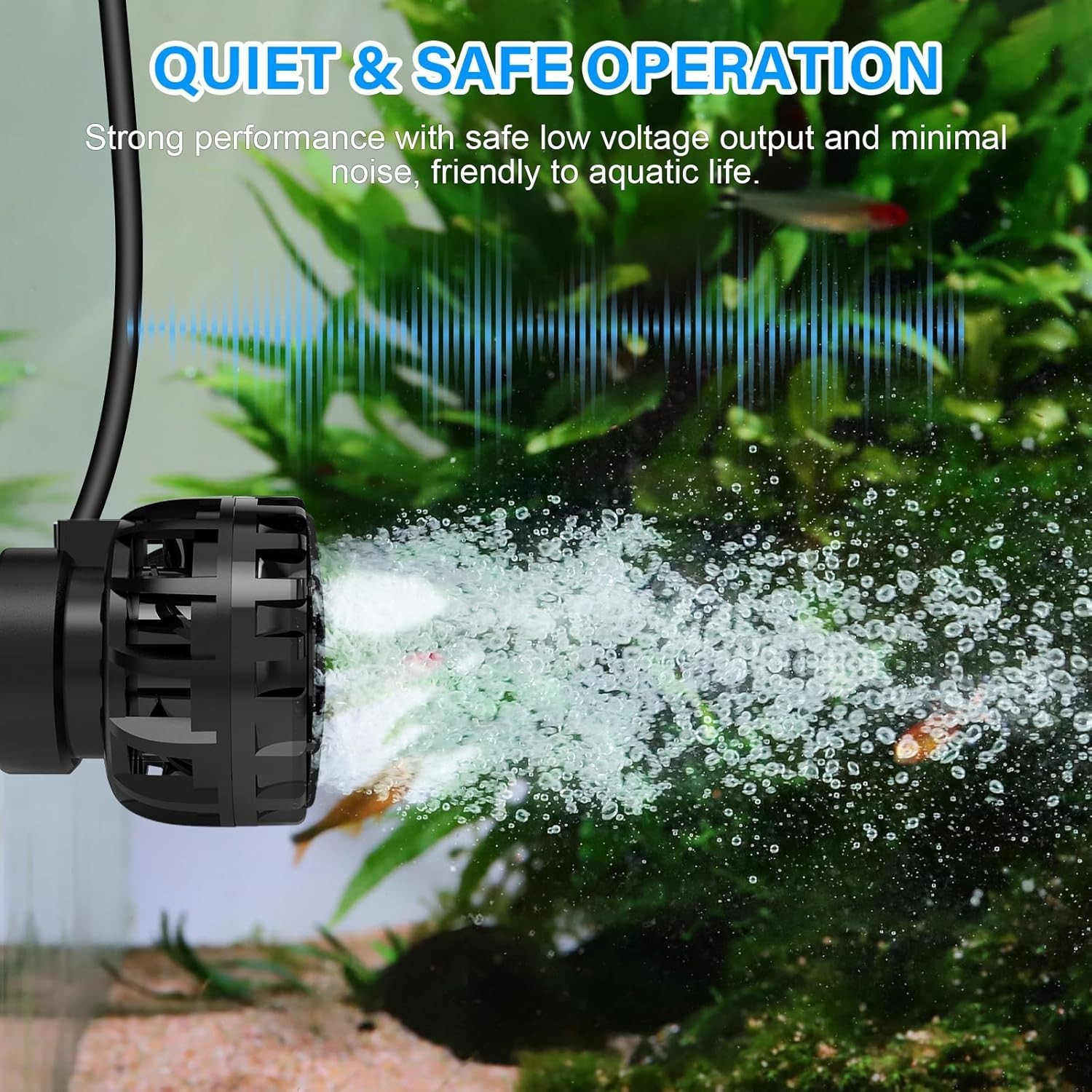 Aquarium Wave Maker 660 GPH for 5-10 Gallon Tanks - Silent & Efficient