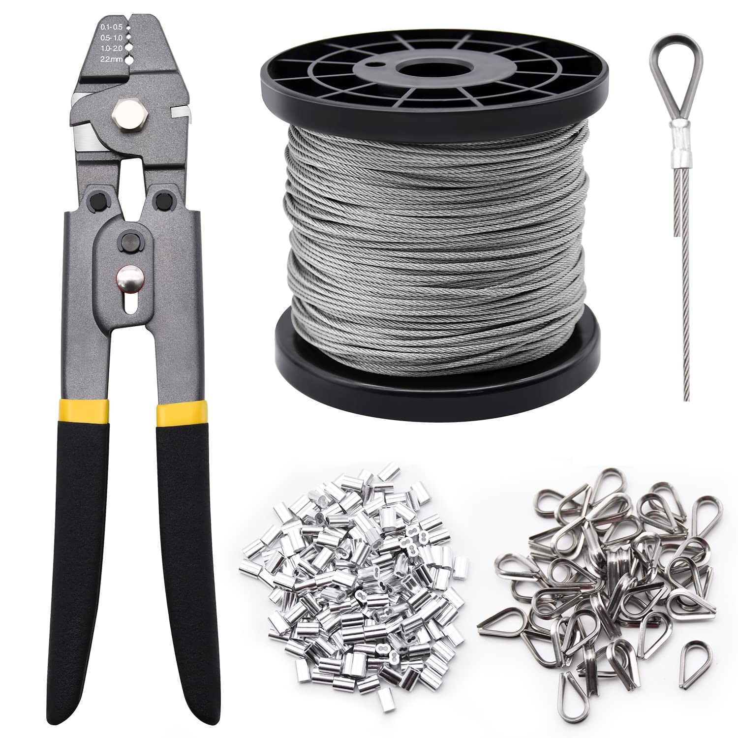 328ft 1/16" Wire Rope Crimping Tool Kit