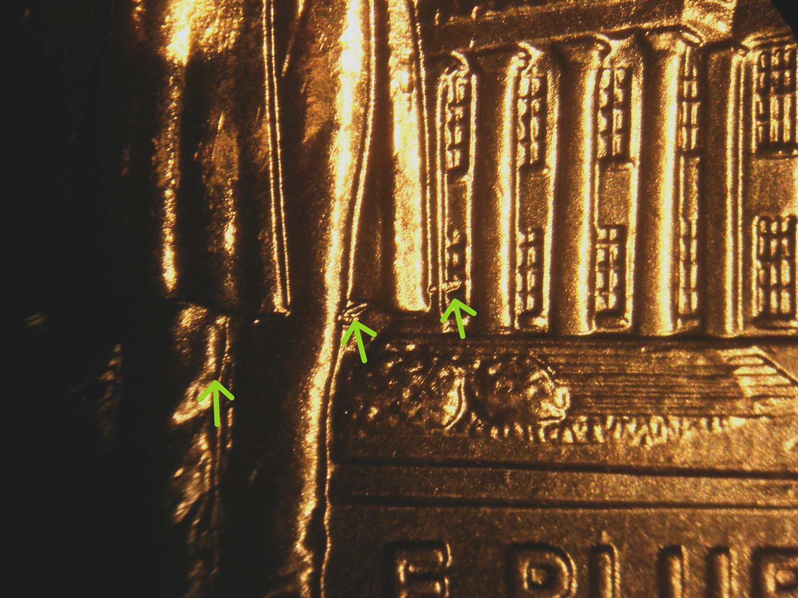 2009-P BU Professional Life Lincoln Cent Reverse Side Long Die Gouge Error