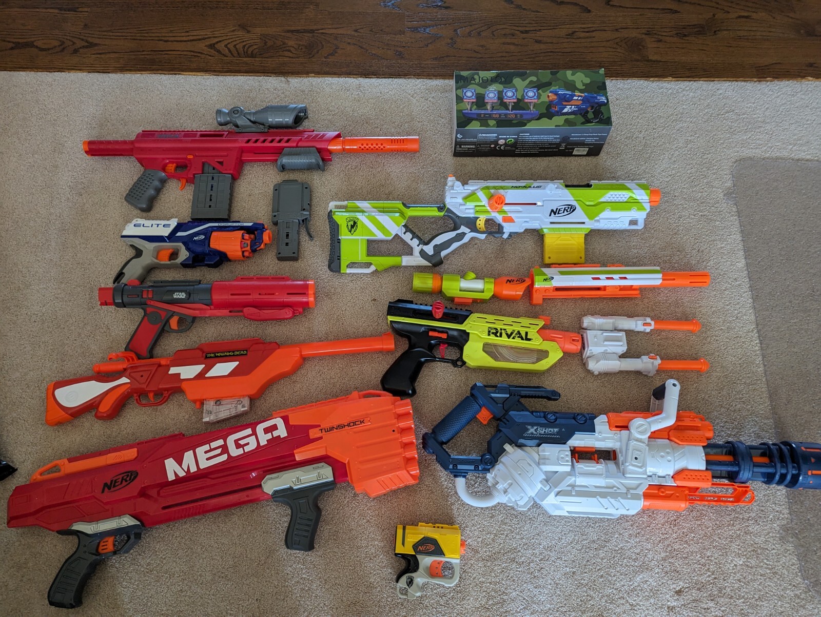 Nerf Gun Lot + Shooting Digital Target