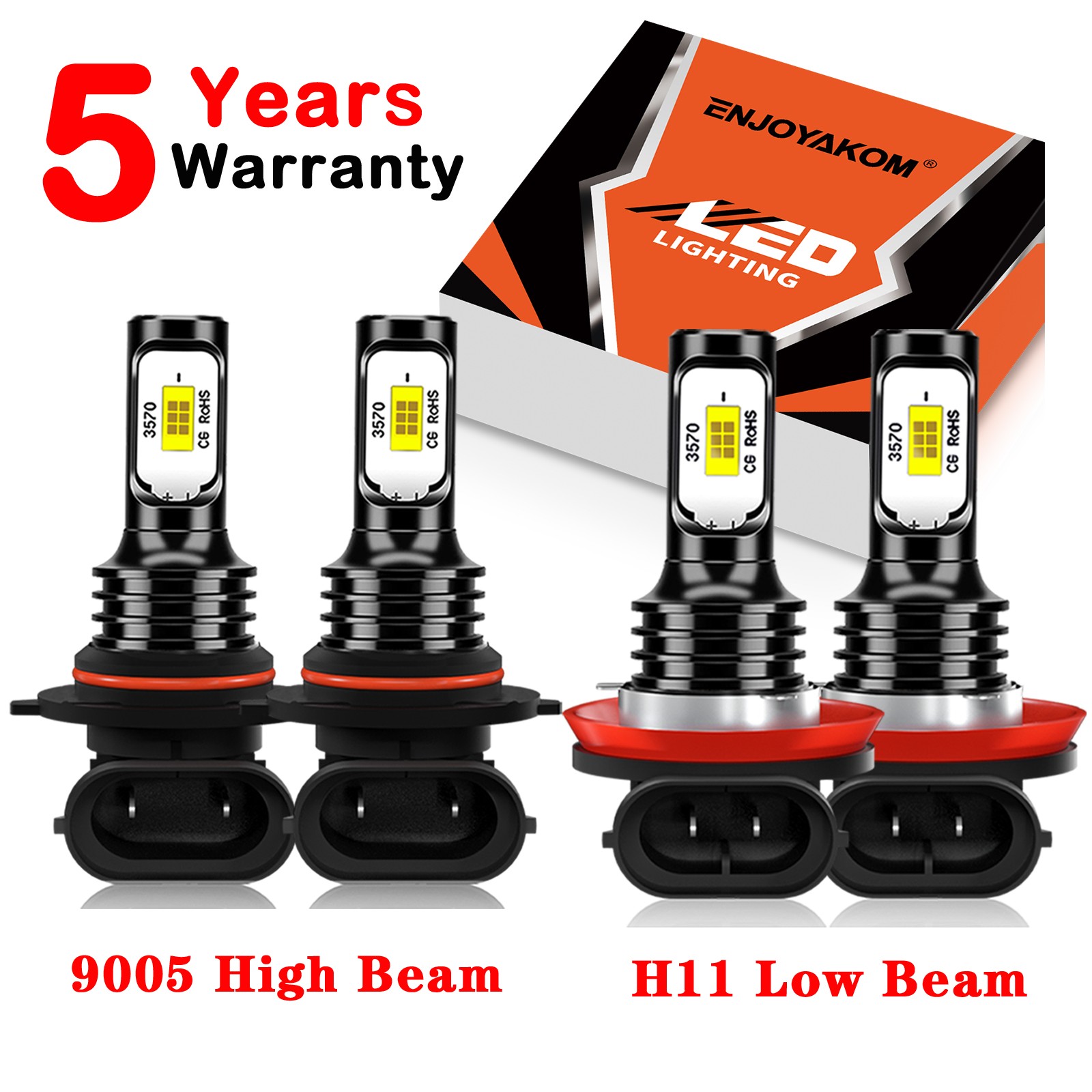 10000K LED Headlight Hi Lo Beam Bulbs Kit For Chevy Silverado 1500 2500 2007-15