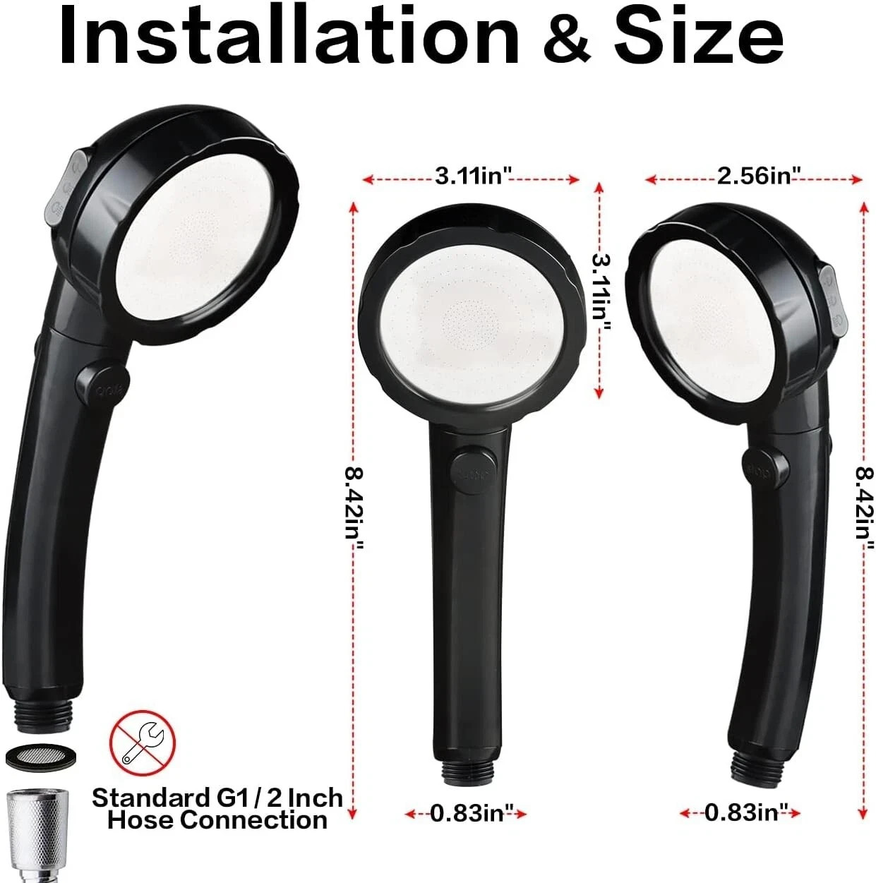 High Pressure Water Saving 3 Mode with ON/Off Pause Function Handheld Showerhead