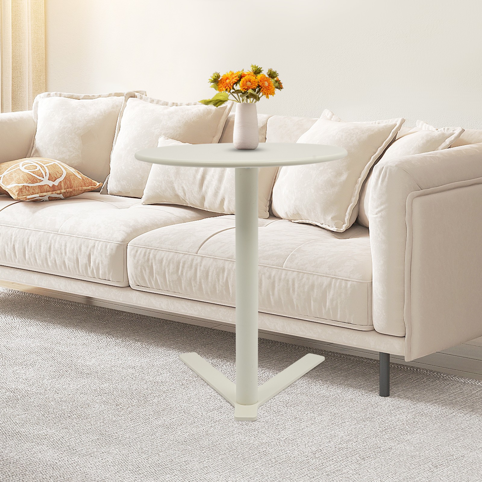 Side Table for Small Spaces, 48*56cm Couch End Table, 22in Height