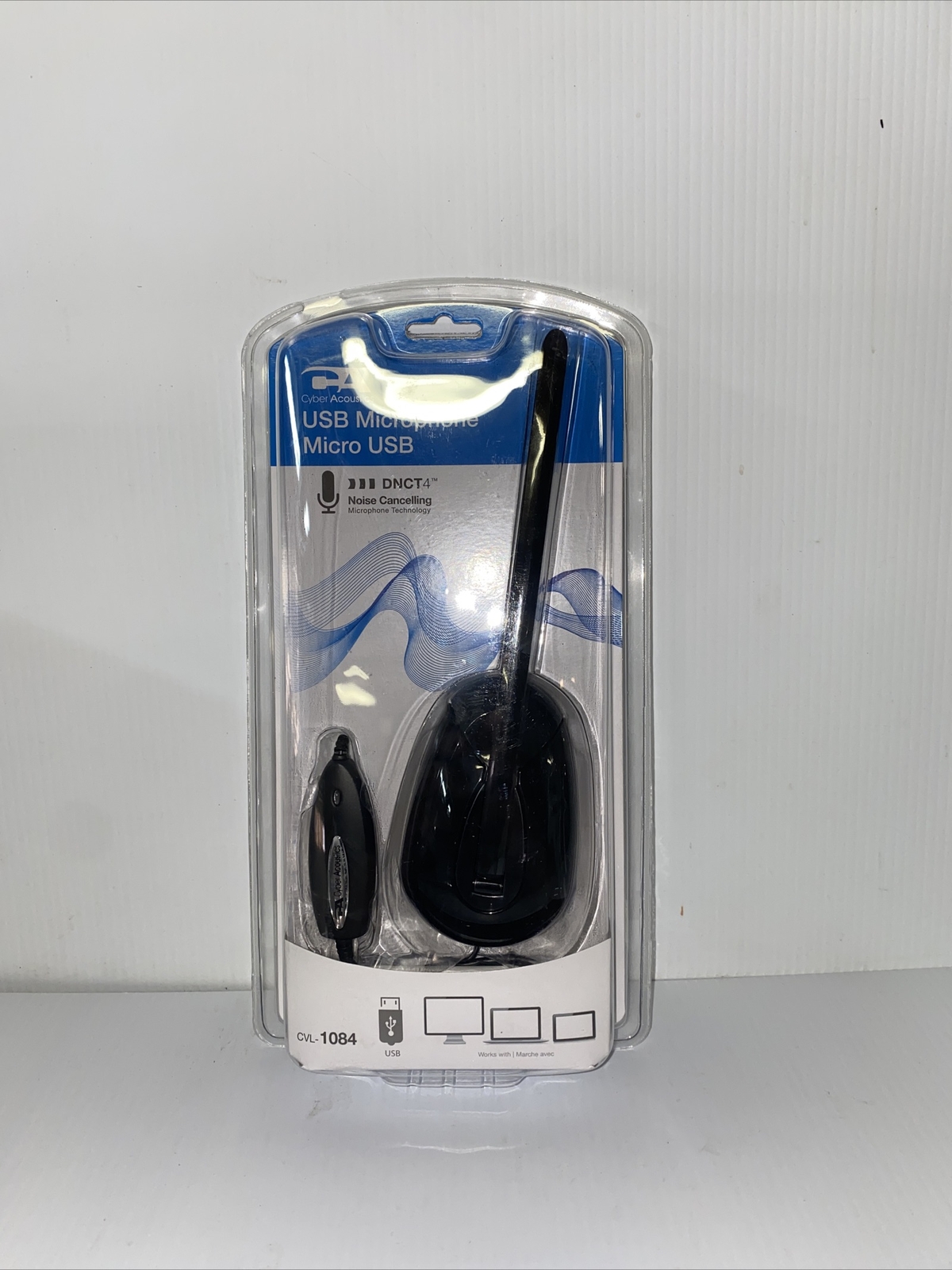Cyber Acoustics CVL-1084 Desktop Computer Wired USB Stand Microphone Mic Black