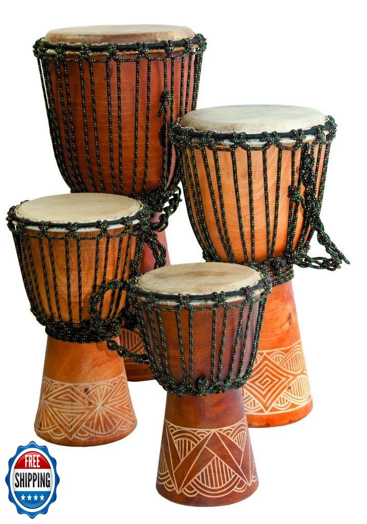 Djembe Beginner carved, 16" tall, 7.5-8.5" head