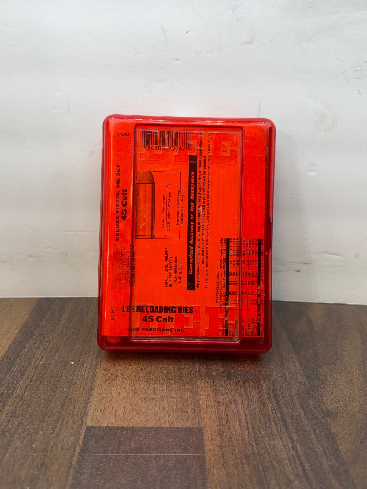 Lee Precision 45 Colt Carbide Reloading 4 Die Set 90967 w/ FCD and Shell Holder