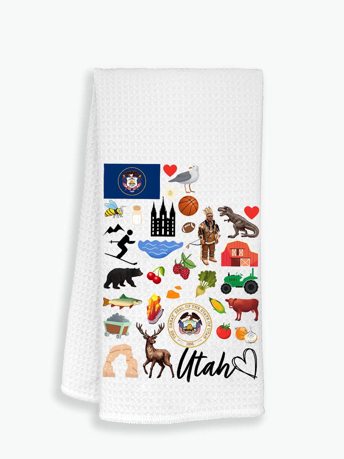 Utah State Map Kitchen Towel U.S. State Souvenir Tea Towel Multi-Purpose Towe...