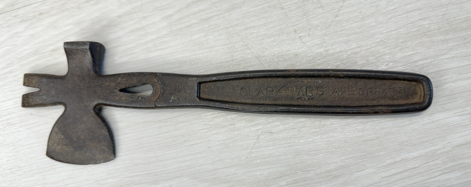 Vintage Advertising Crate Tool Pry Bar "Clark Bars Are Great" 9"
