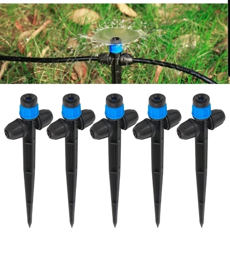 25 Pcs Drip Irrigation Fan Emitter for 1/4" Irrigation Tubing, Adjustable Flow