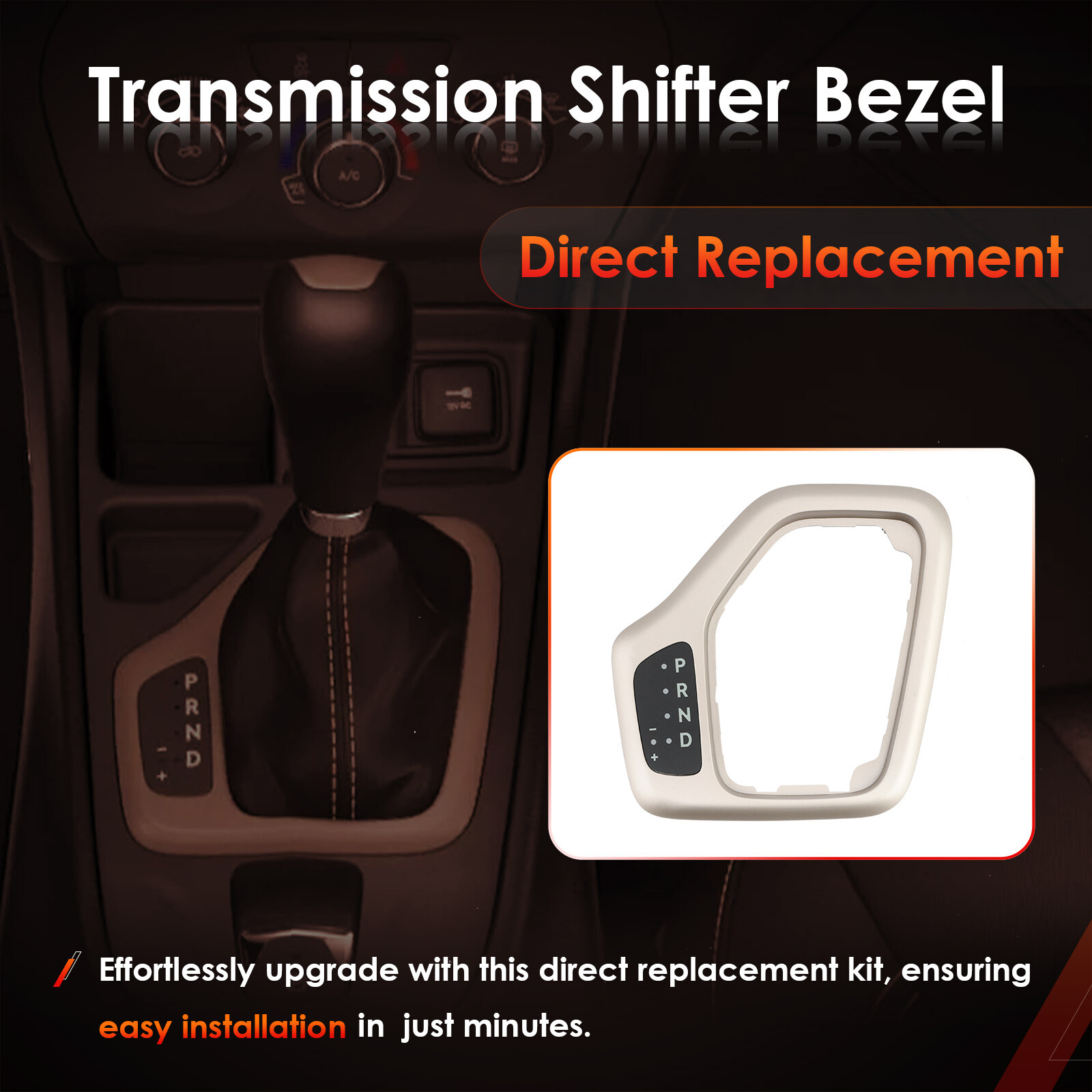 Gold Transmission Gear Shifter Bezel w/ Harness For 2014-2018 Jeep Cherokee KL