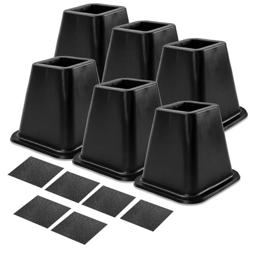 6 Pack Bed Furniture Risers, 6 Inch Quality Plastic Couch Lift Risers