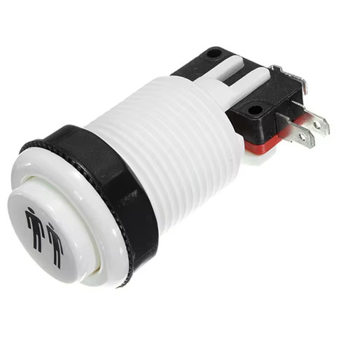 Push Button Aracde, 1 UP, 28 MM Long , Multicade , WHITE 2 PLAYER BUTTON SET