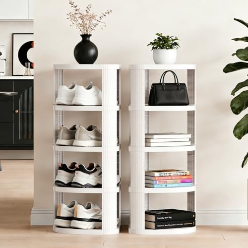 5 Tier Vertical Shoe Rack, Stackable Narrow Shoe Rack Organizer for Entryway