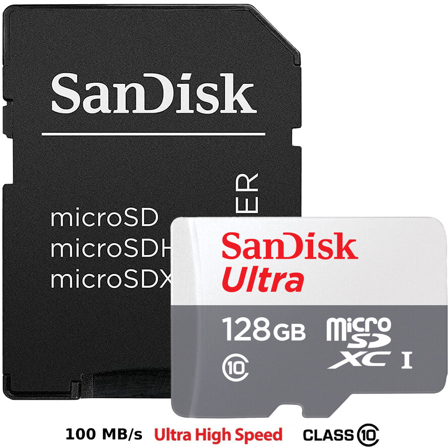 SanDisk Ultra 128GB 100MB/S Class 10 Micro SD MicroSDXC Memory Card with Adapter