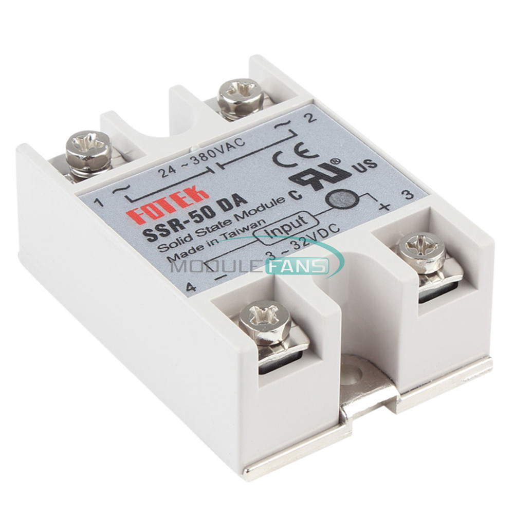 SSR-50DA 250V 50A Output Solid State Relay DC3V-32V Input 24-380VAC
