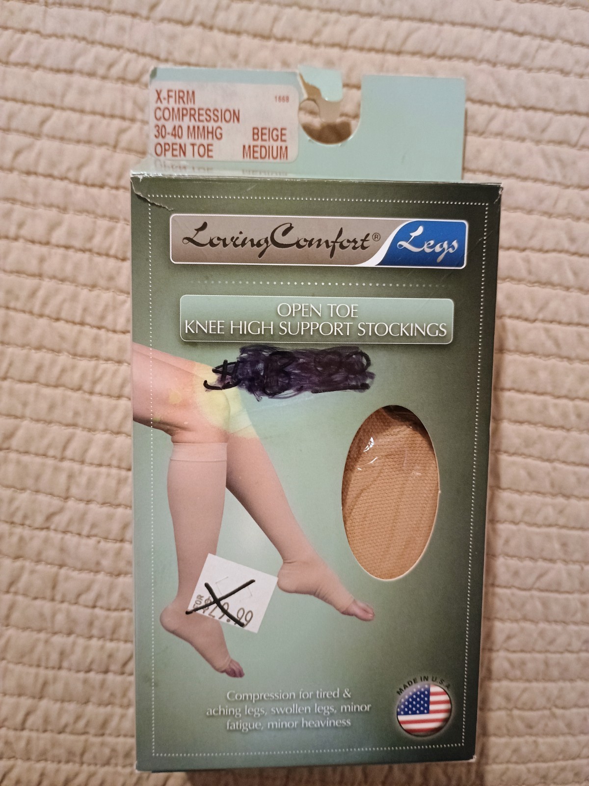 New Loving Comfort Beige Legs Medical Knee High Open Toe XFirm Compression 30-40