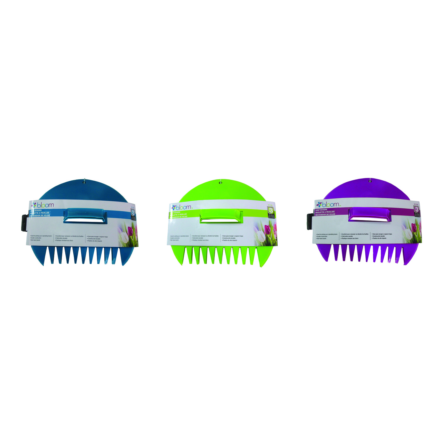 Bloom 2110BL Assorted Poly 12-Tines Leaf Scoop with Plastic handle (Pack of 6)