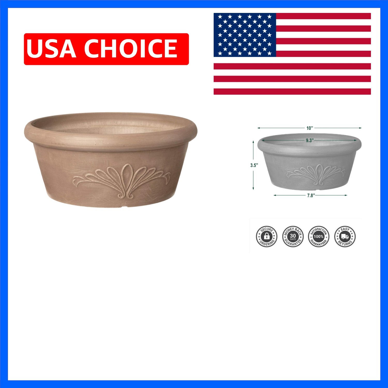 PSW TA25TP Plastic/Stone/Wood Composite Bulb Pan – No Drainage Hole Drillable...