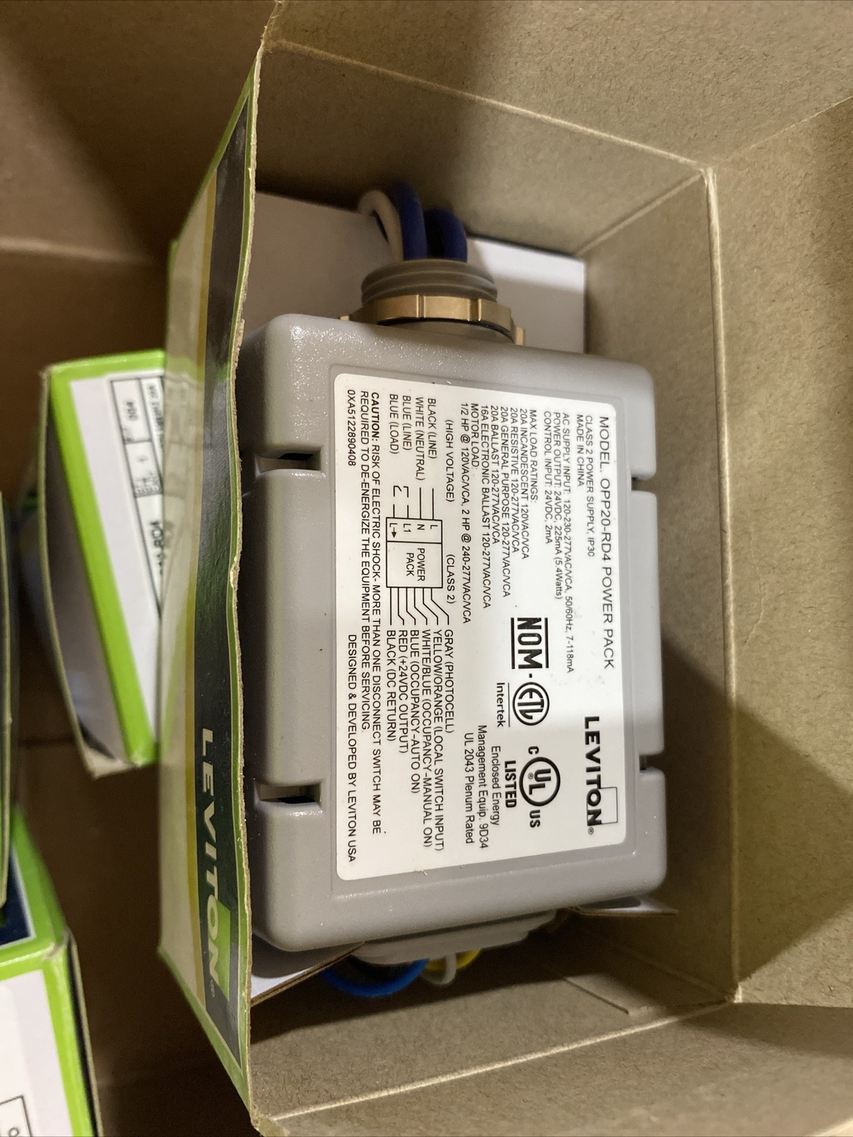 LEVITON OPP20-RD4 OCCUPANCY SENSOR POWER PACK, 120/277VAC INPUT, 24VDC OUT