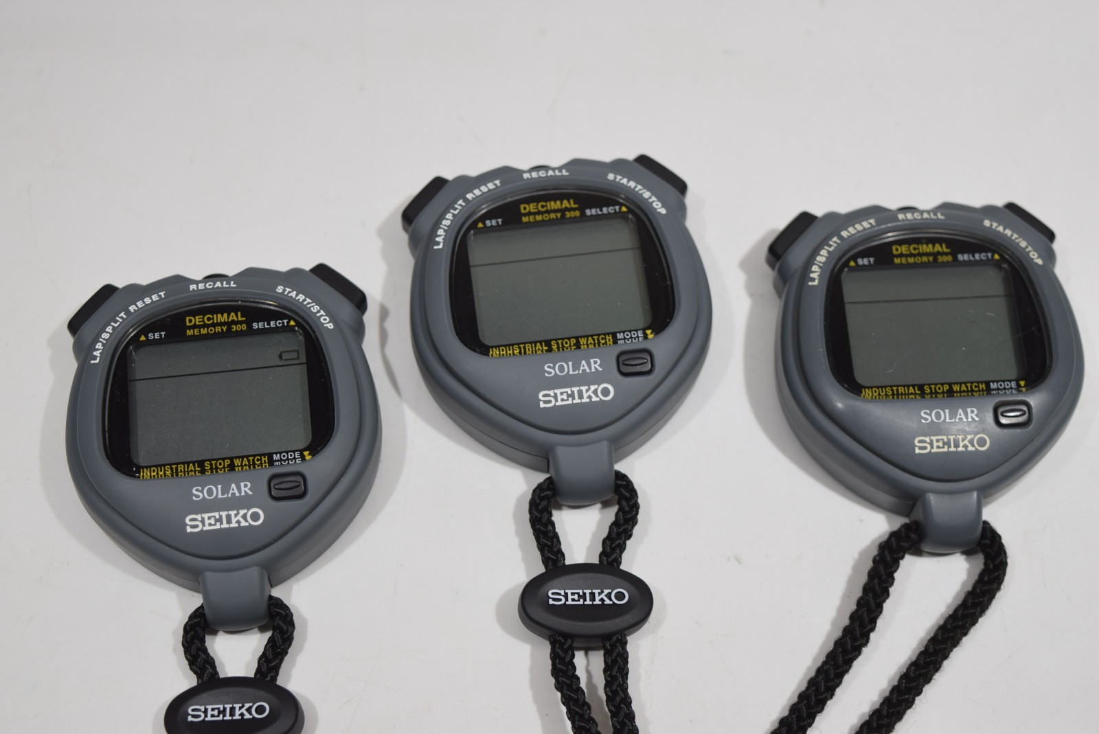 Lot 3x SEIKO INDUSTRIAL SOLAR Stop Watch Grey S063-00A0 waterproof -  dead batts