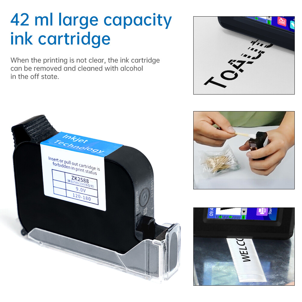 Handheld Inkjet Printer 600DPI Ink Date Time Brand QR Code Barcode Logo Machine