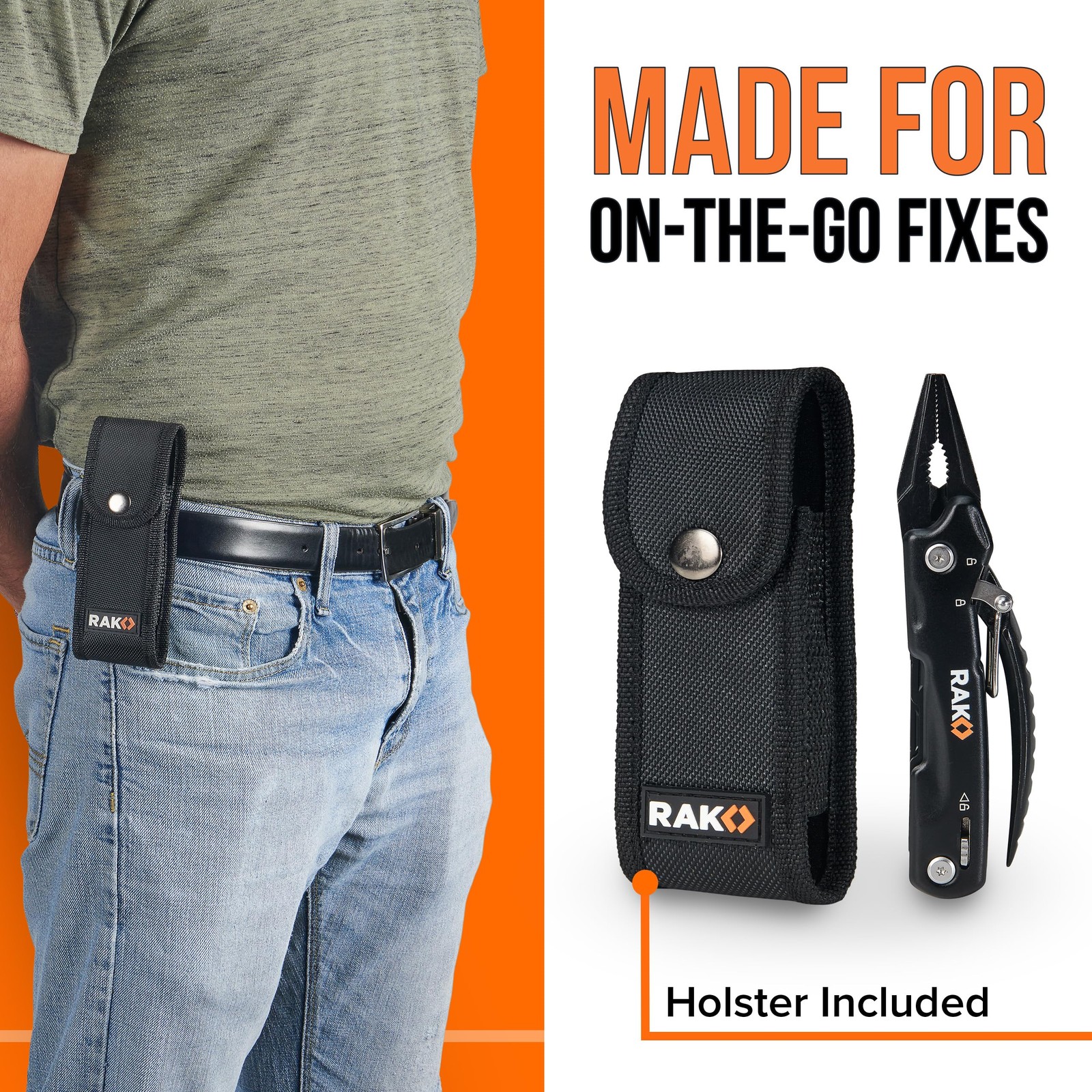 RAK Pro Tools Pliers Multitool - Cool Unique Pocket Size (1 count), Black
