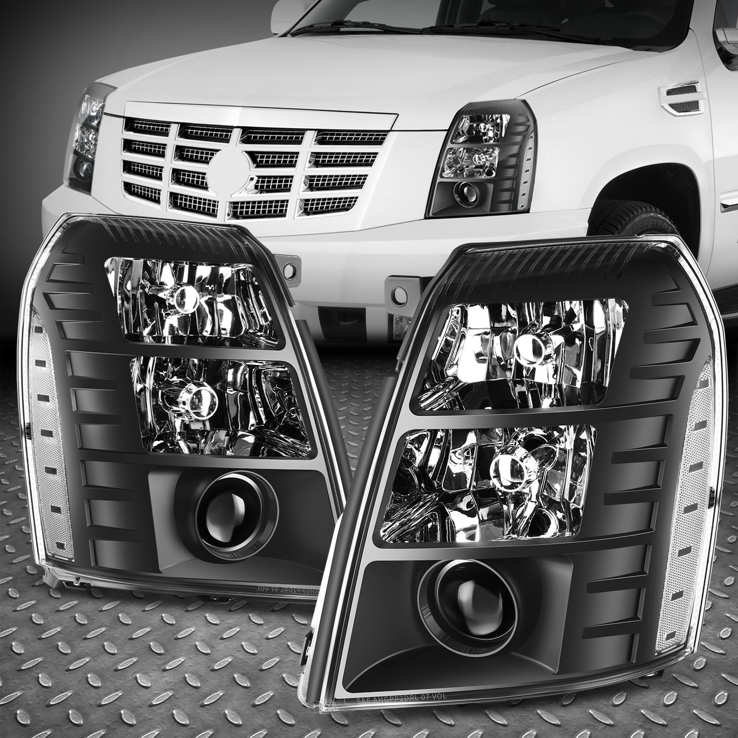 [HID] For 07-14 Cadillac Escalade ESV EXT Projector Headlight Lamps Black/Clear
