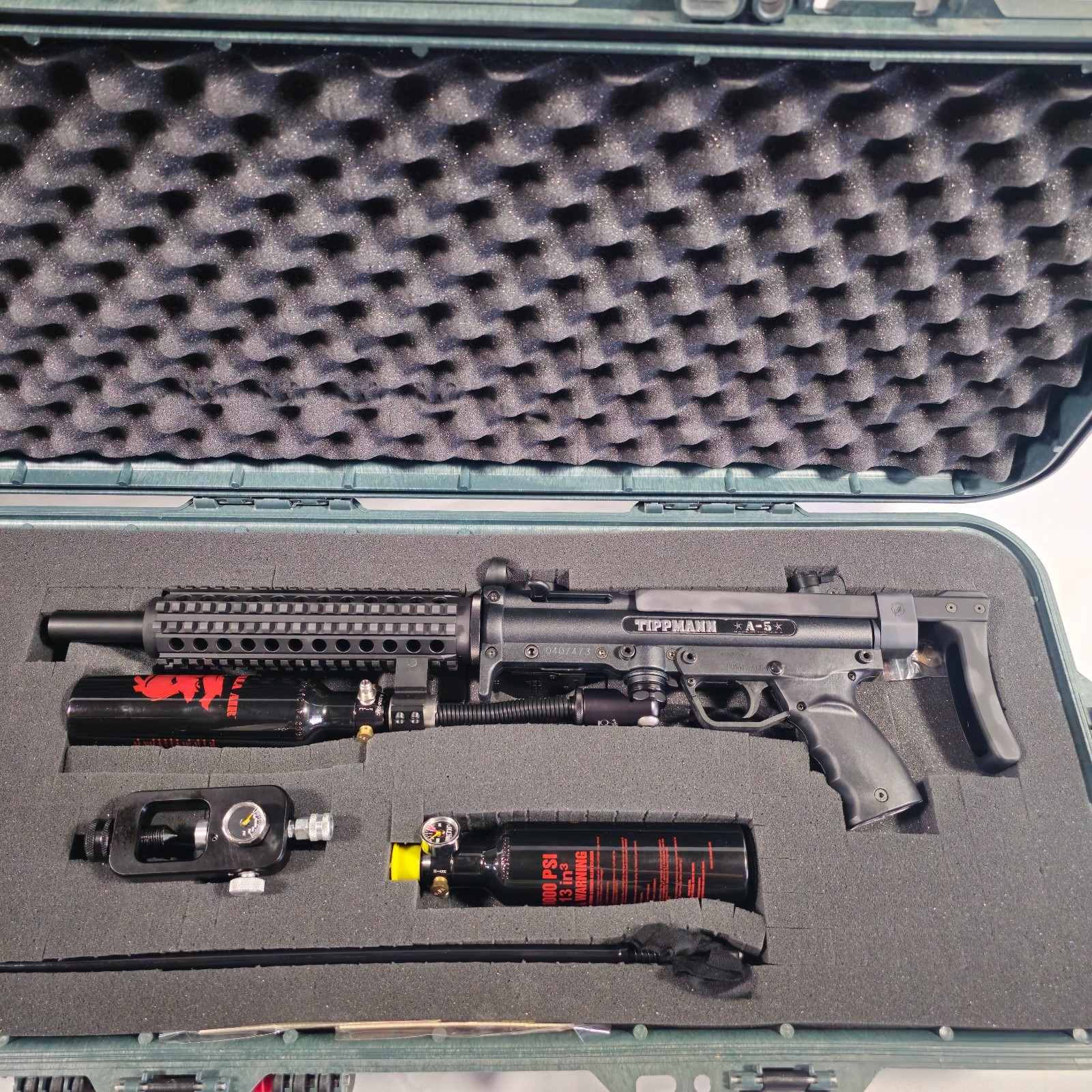 Customized - Tippmann A5 Paintball Marker w/Plano Bone Collector Case and More