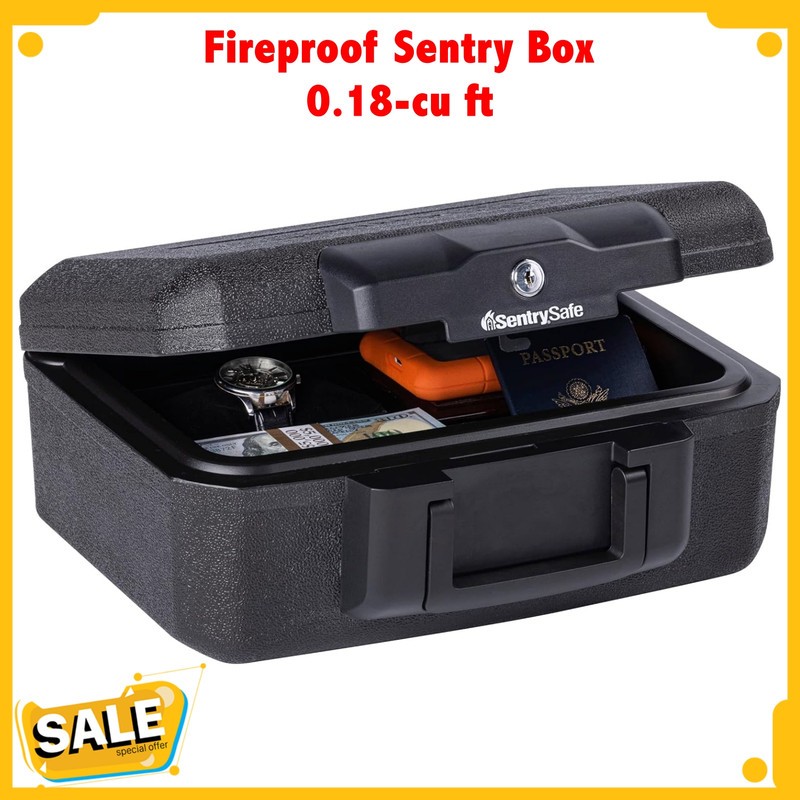 Fireproof Sentry Box Key Lock Important Document Money Safety Storage Chest Box