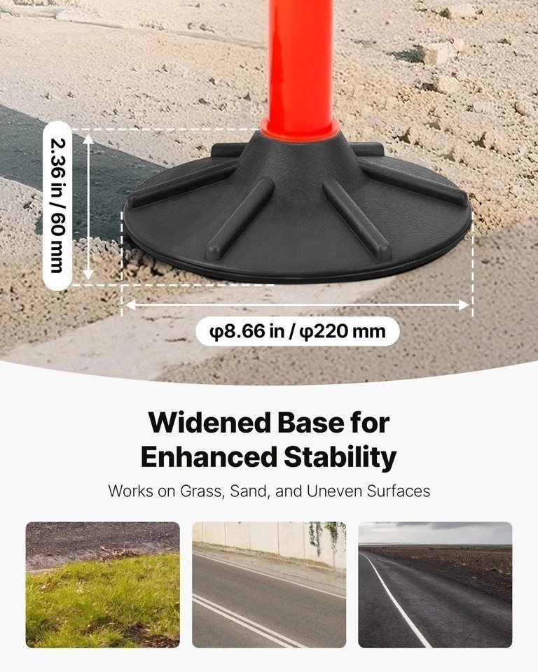 2 Packs Traffic Delineator Posts 34 in Safety Cones Weighted Base & Chains