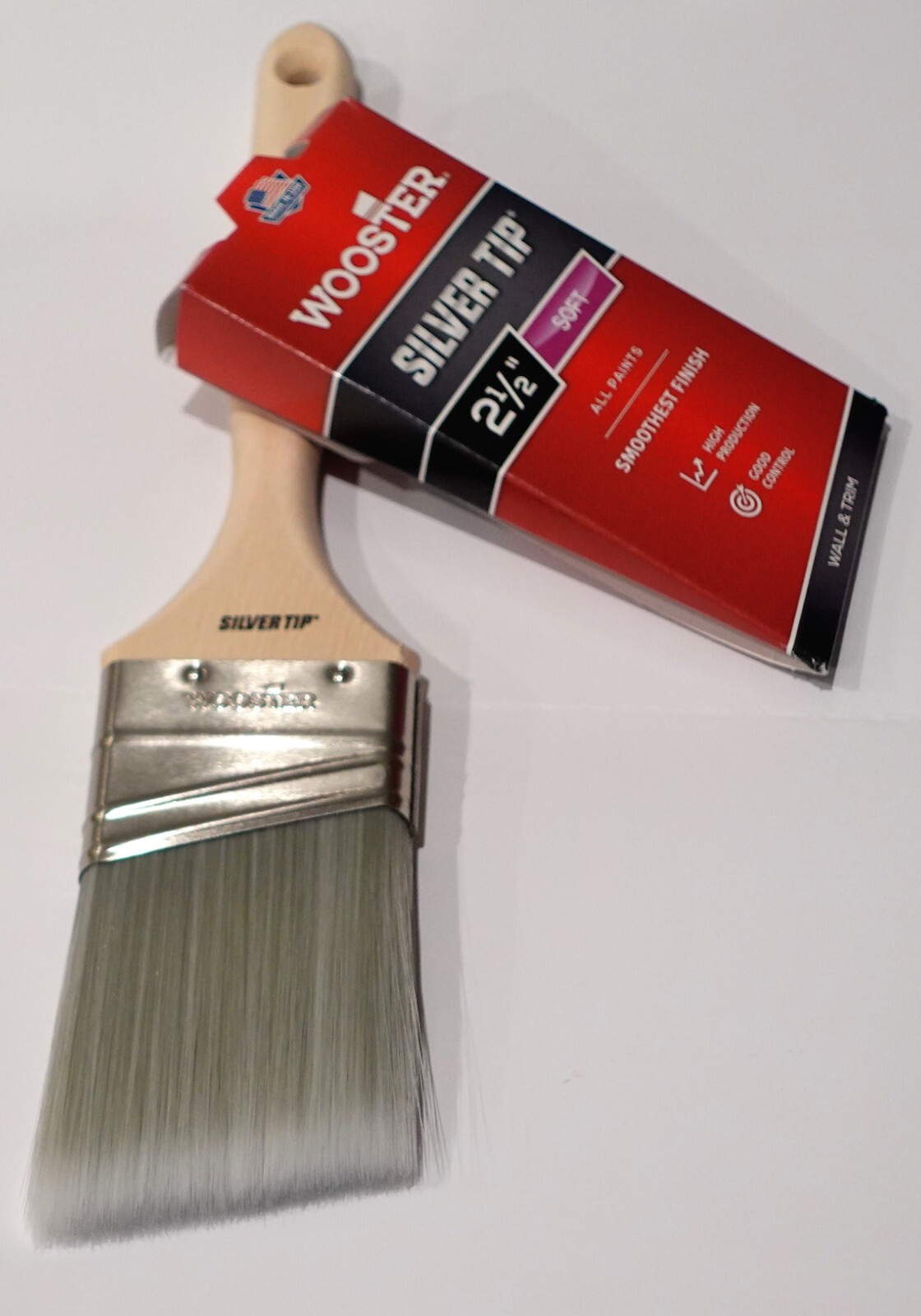 Wooster Silver Tip 2-1/2" Angle Paint Brush Polyester Blend Bristles Wood Handle