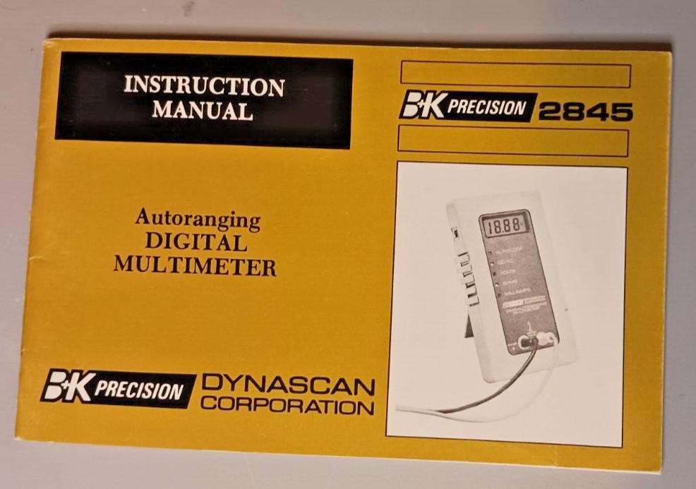 Original B&K 2845 Digital Multimeter Instruction Manual