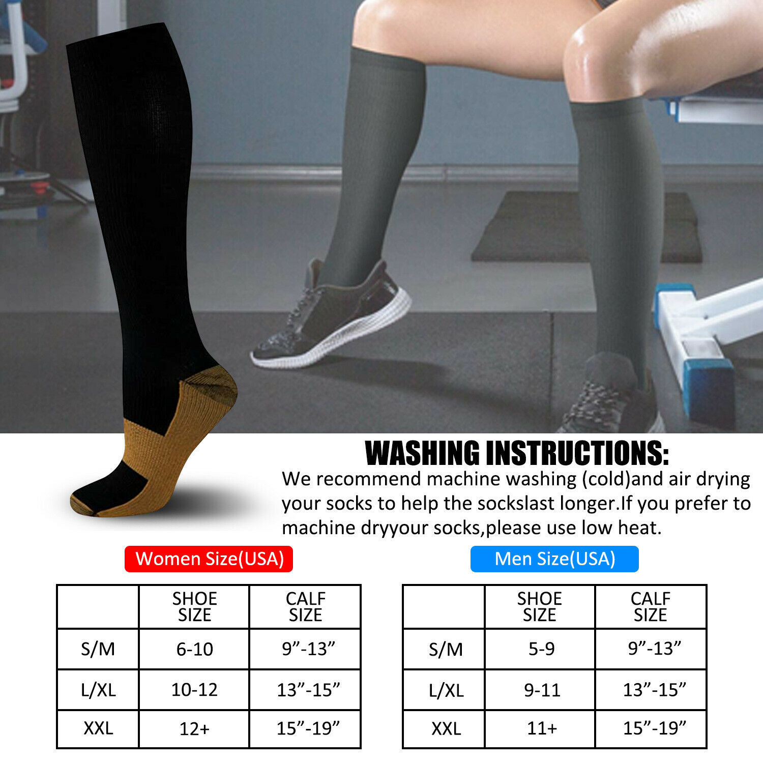 6/12Pairs Copper Compression Socks 20-30mmHg Graduated Support Men's Women's XXL