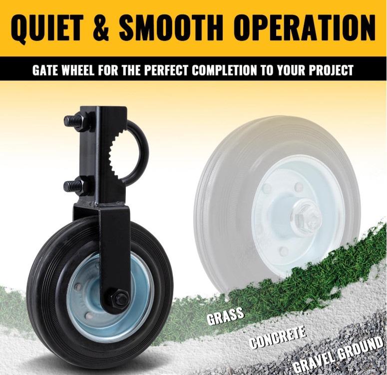 Gate Wheel for Metal Swing Gate 1-5/8" Thru 2" Gate Frames, Gate Caster Support