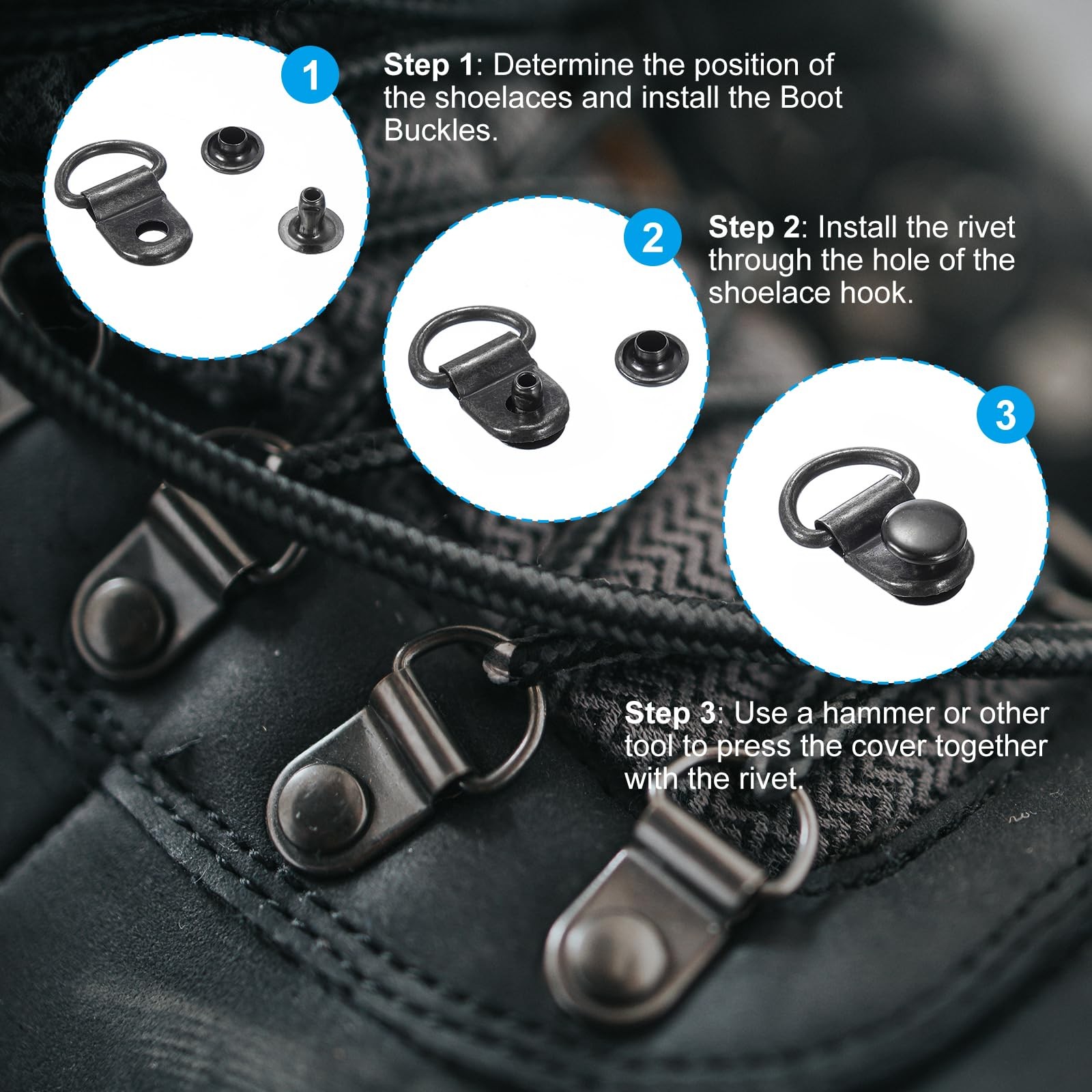 PATIKIL Shoe Boot Lace Hook, 30 Pack Stainless Steel Boot Buckle Fitting with...
