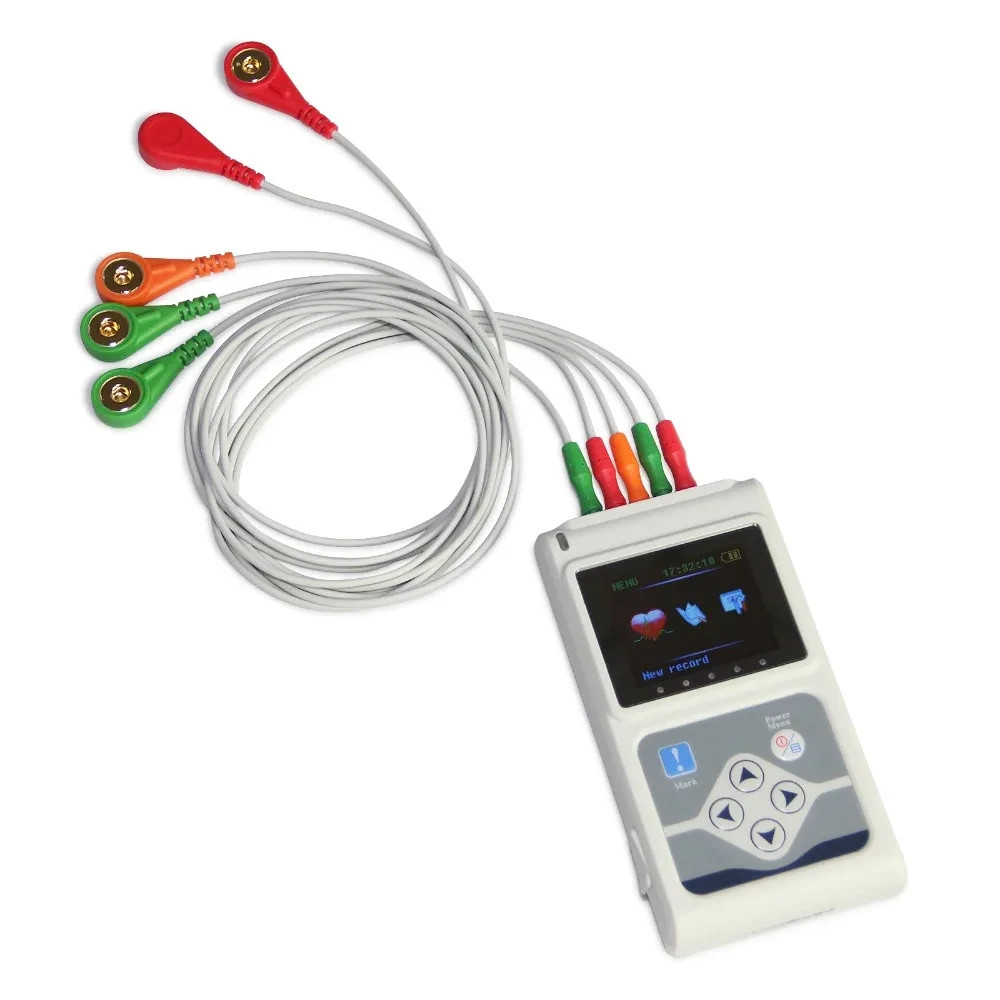 24H Dynamic ECG System 3-Lead Portable Recorder with PC Analysis Software