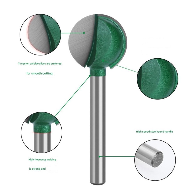 Ball Nose Milling Cutter Long Shank for High Precisions Woodworking Engraving