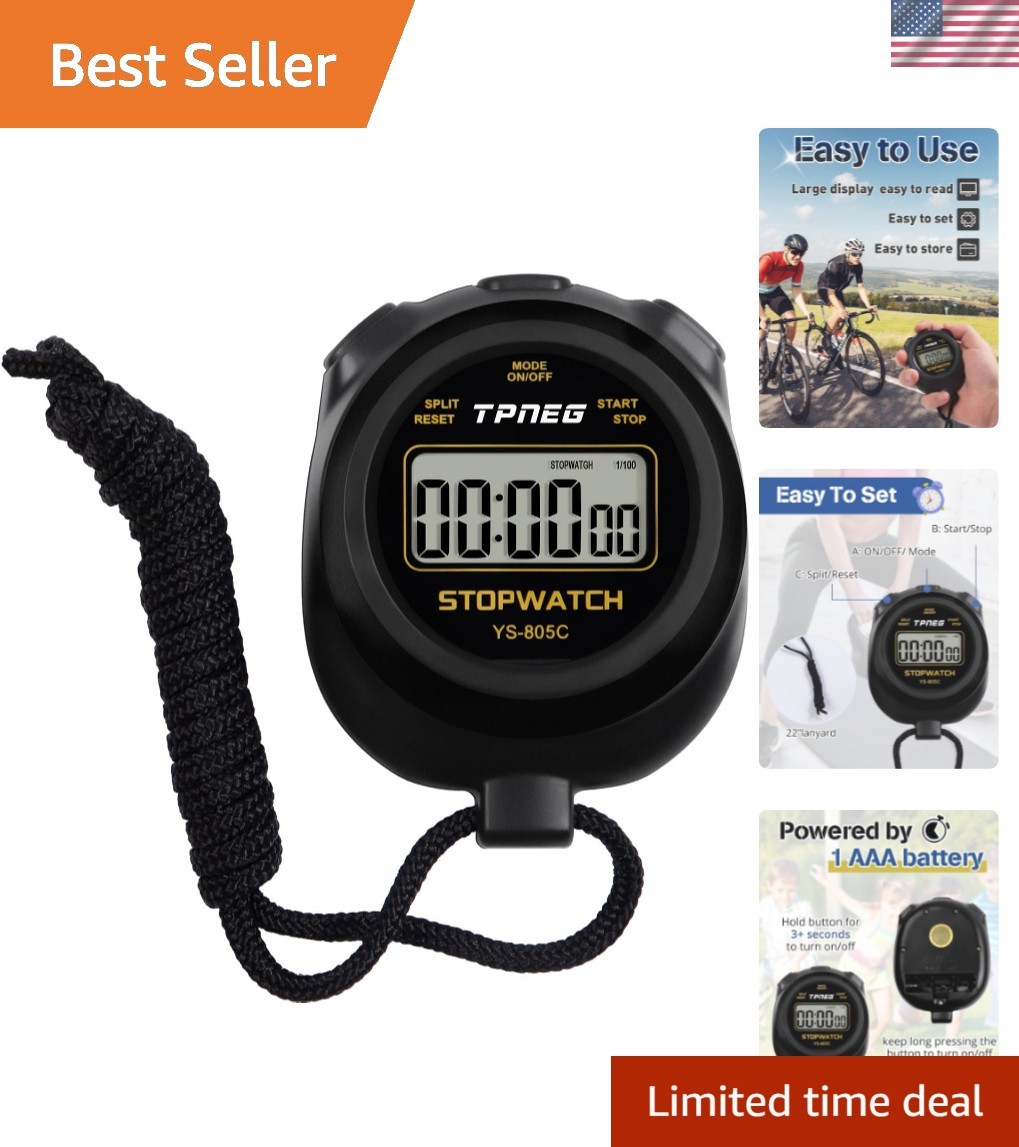 Simple Stopwatch Timer - Easy to Use, Set Up, Read, and Carry - Large Display...