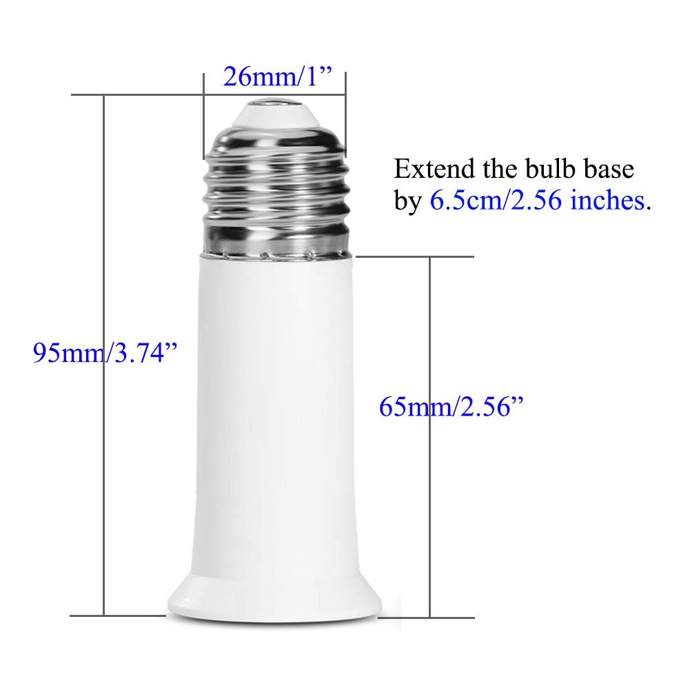 E26 Socket Extender - 6.5CM/2.56 Inch Socket Extension Adapter, 6-Pack