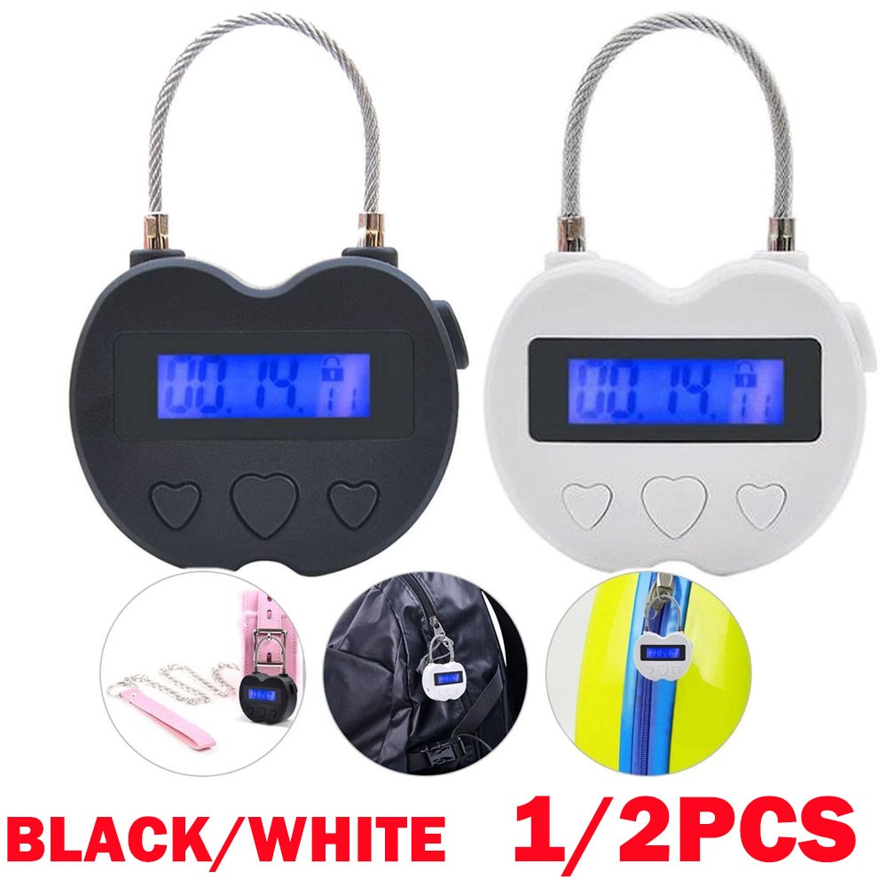 1/2Pc USB Rechargeable Smart Time Lock LCD Display Temporary Timer Padlock US