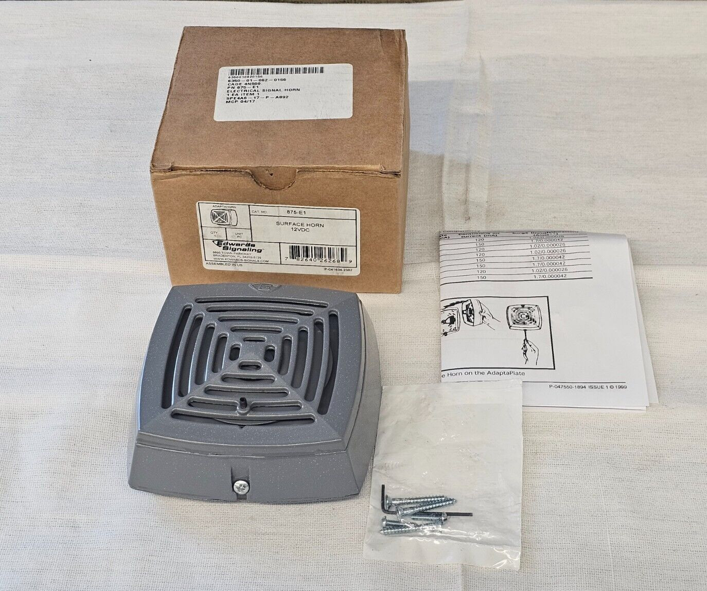 Edwards Signaling Adaptahorn Signal Surface Horn Alarm 12VDC 12V DC 875-E1