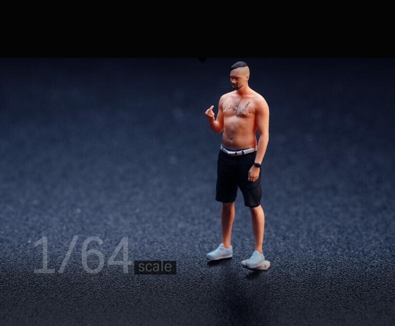 3D PRINT 1/64  cool man Gang member finger Fit 1:64 CAR street stand
