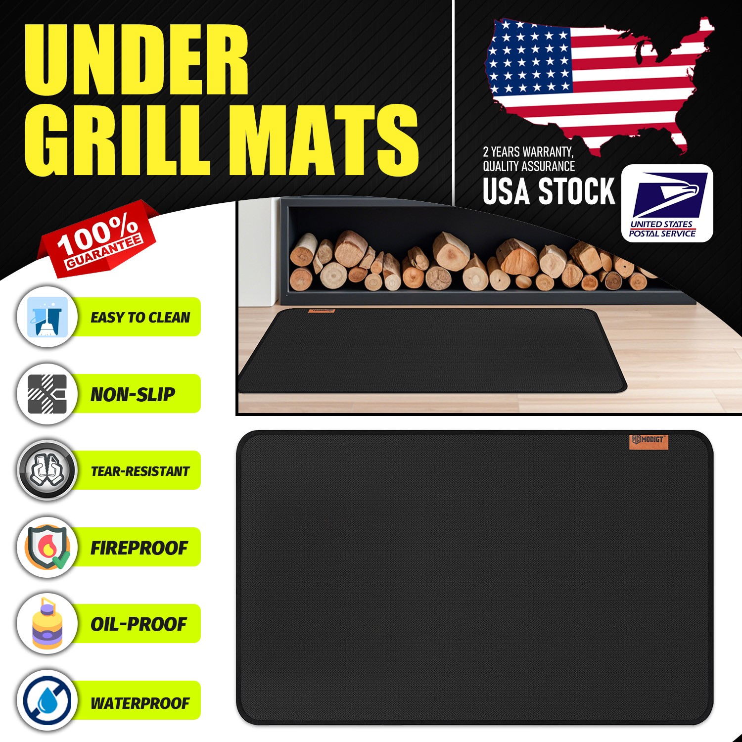 Multi-purpose 30"x48" Under Grill Mat Fireproof Waterproof Mat For Deck & Patio