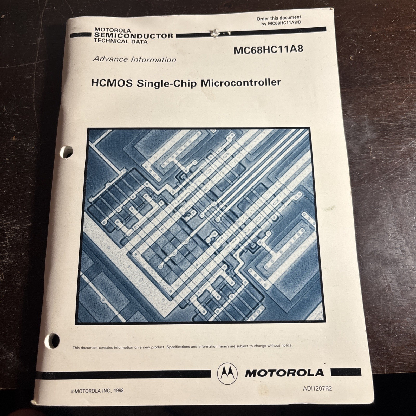 Motorola HCMOS Single Chip Microcontroller Advance Information 1988