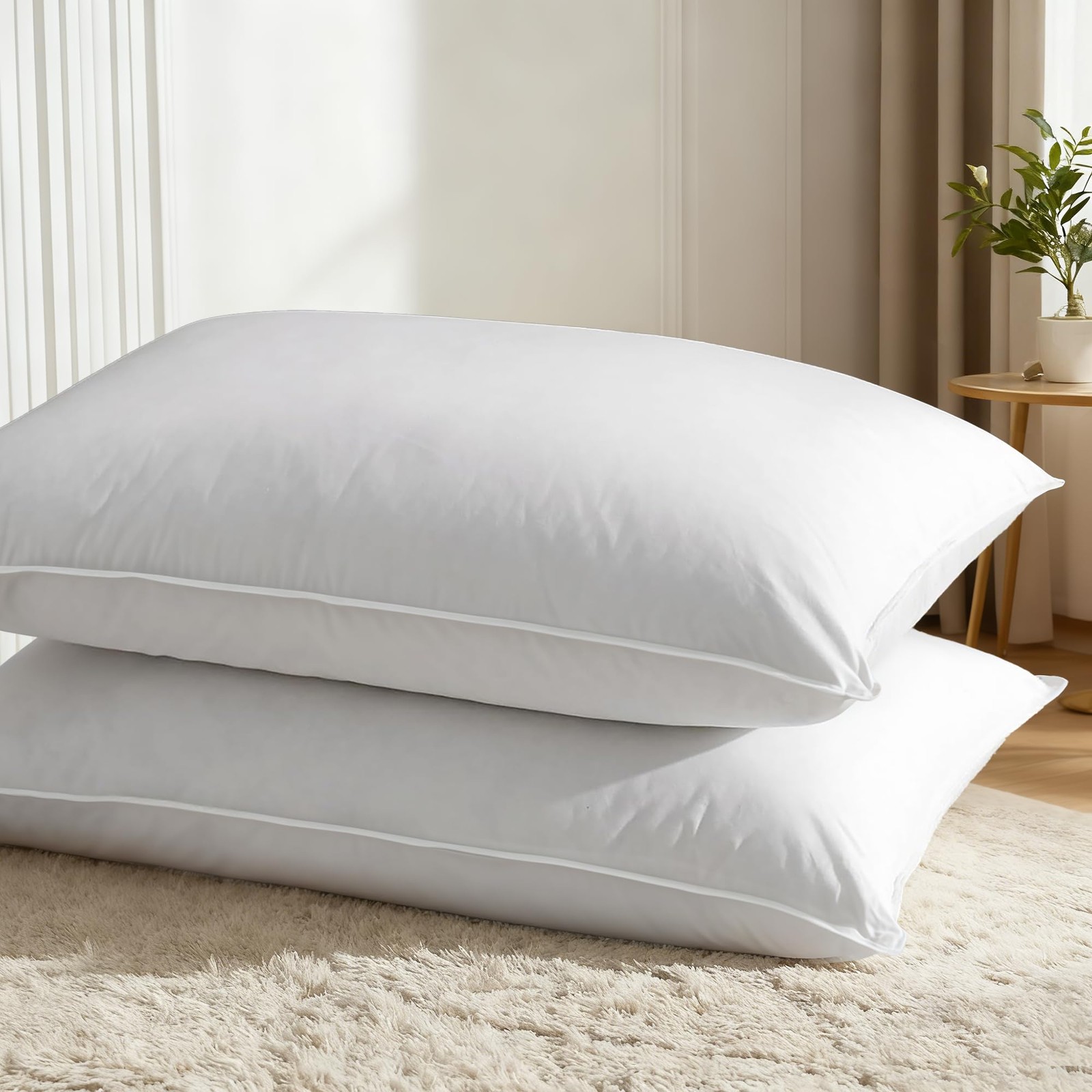 Down Pillows Standard Size Set of 2 750 Fill Power Medium Firm Oeko-TEX