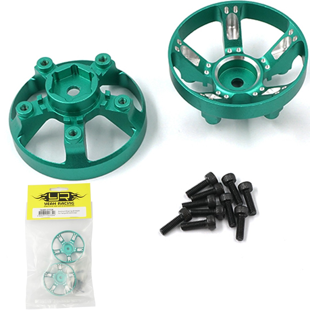 NEW Yeah Racing TAWR-011GN Aluminum Wheel Cap Cover Green : Tamiya WR-02CB